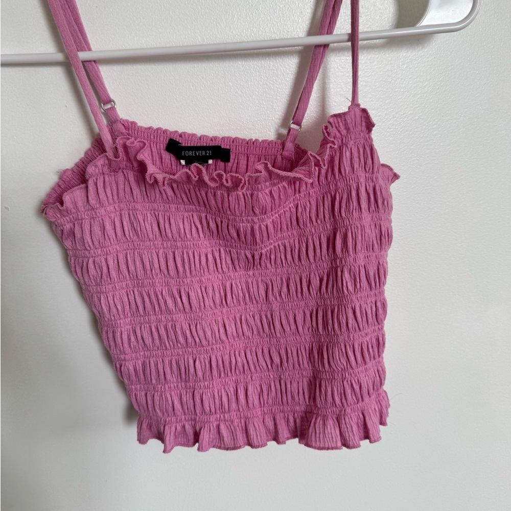 Pink Smocked Ruffled Camisole Size S, Cropped